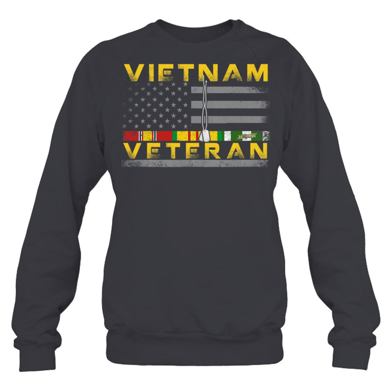HeatherDarkGreySweatshirtVietnamVeteranUSFlagGiftVietnamWarVetVeteranGiftForVeteran