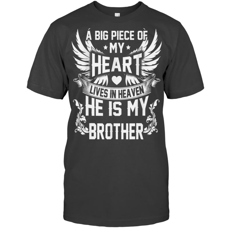 HeatherDarkGreyTshirtABigPieceOfMyHeartLivesInHeavenHeIsMyBrotherMyAngelInMemory