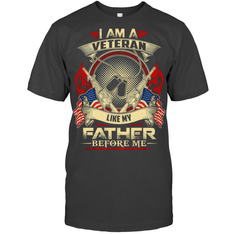 HeatherDarkGreyTshirtIAmAVeteranLikeMyFatherBeforeMeGiftForVeteran