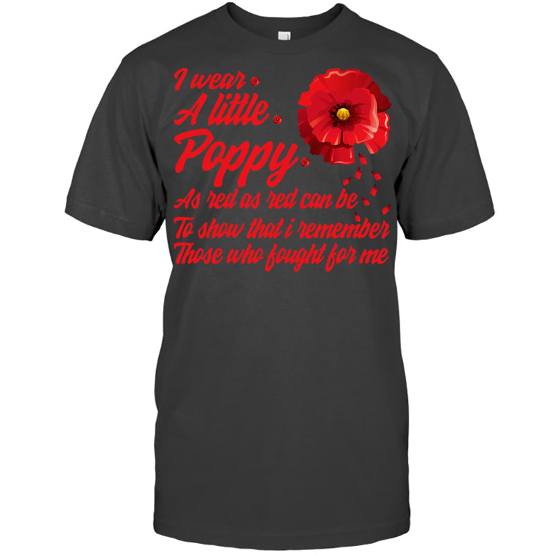 HeatherDarkGreyTshirtIWearALittlePoppyFlowerRememberAmericanUSAGiftForVeteran