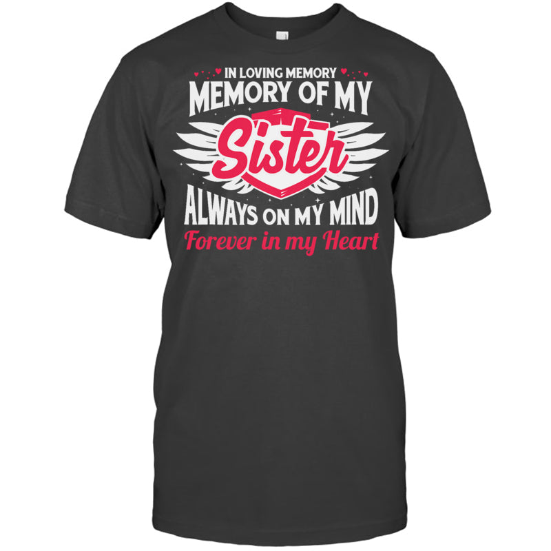 HeatherDarkGreyTshirtInLovingMemoryOfMySisterForMySisterLivesInHeaven