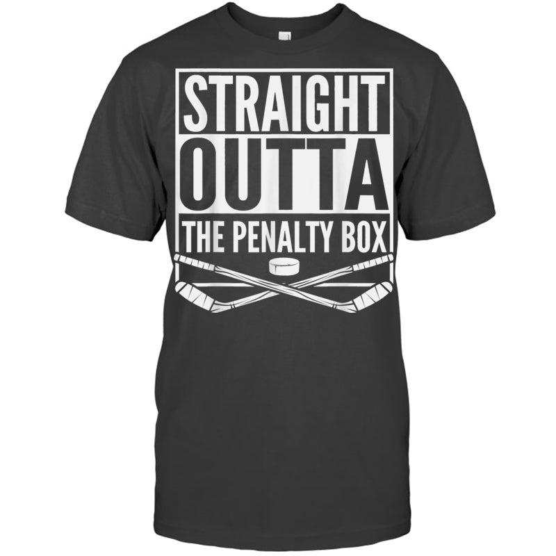 HeatherDarkGreyTshirtStraightOuttaThePenaltyBoxGiftForIceHockeyFanIceHockeyPlayer