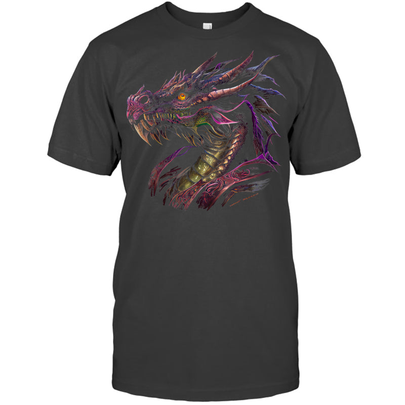 HeatherDarkGreyTshirtThinkingDragonLoverBeautifulPurpleFunFantasyArtCoolGiftForDragonLovers
