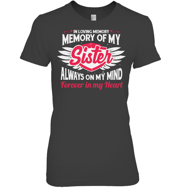 HeatherDarkGreyWomanTshirtInLovingMemoryOfMySisterForMySisterLivesInHeaven