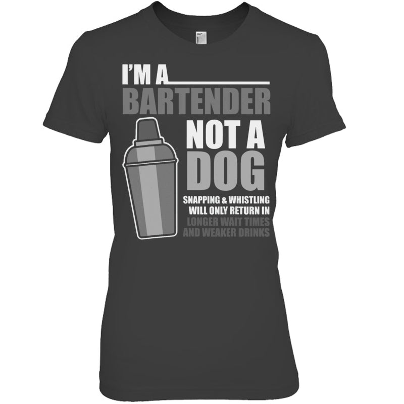 HeatherDarkGreyWomanTshirtMixologistImABartenderNotADogBartenderBartendingBartenderTShirt