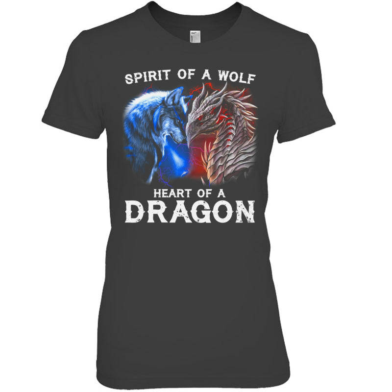 HeatherDarkGreyWomanTshirtSpiritOfAWolfHeartOfADragonGiftForDragonLovers