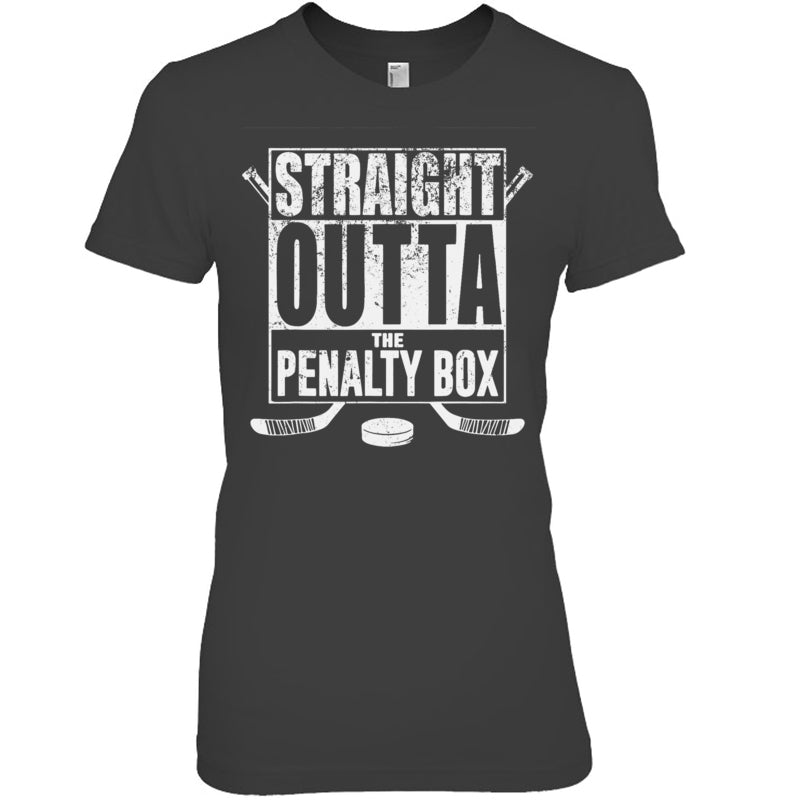 HeatherDarkGreyWomanTshirtStraightOuttaThePenaltyBoxGiftForIceHockeyFanIceHockeyPlayerV2