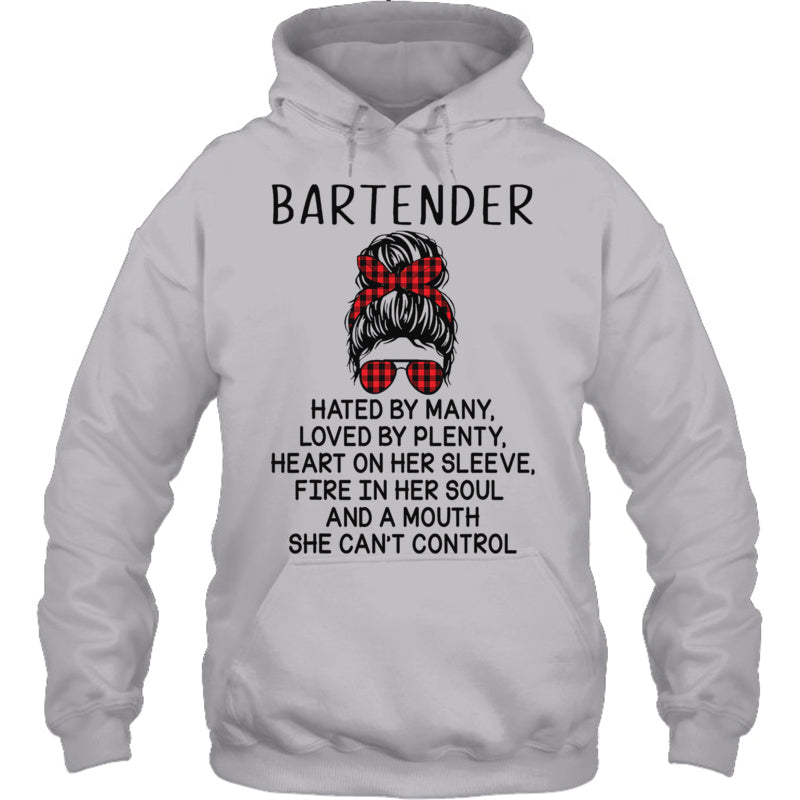 HeatherGreyHoodieBartenderHatedByManyLovedByPlentyBartenderTShirt