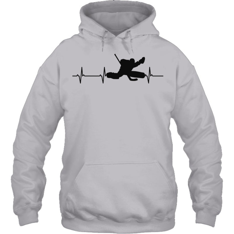 HeatherGreyHoodieIceHockeyHeartbeatGoalieGiftForIceHockeyFanIceHockeyPlayer
