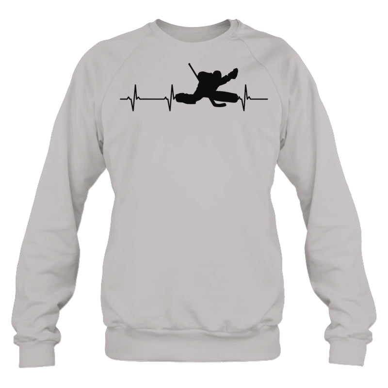 HeatherGreySweatshirtIceHockeyHeartbeatGoalieGiftForIceHockeyFanIceHockeyPlayer
