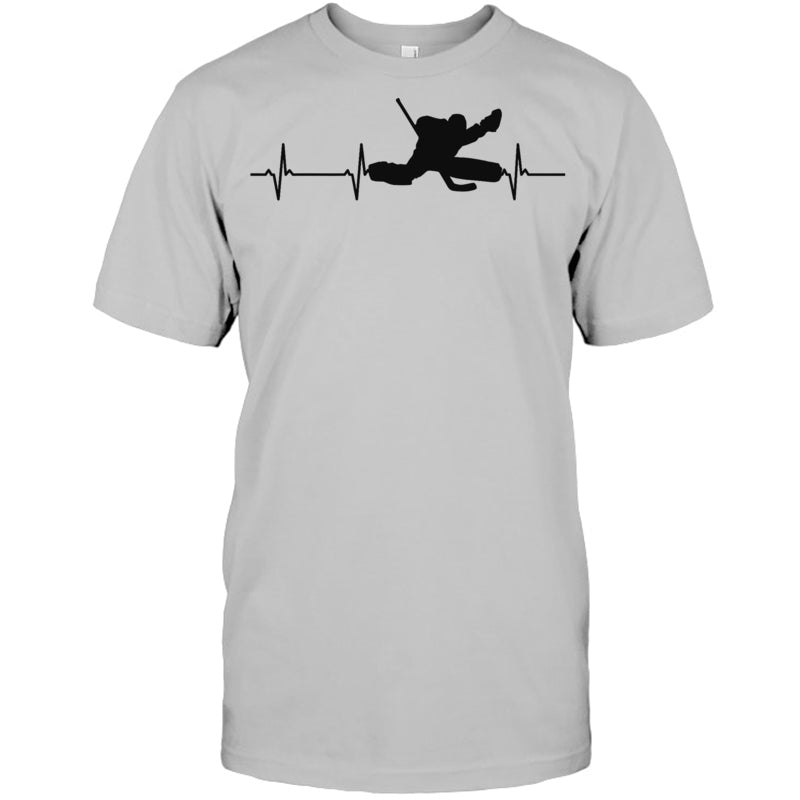 HeatherGreyTshirtIceHockeyHeartbeatGoalieGiftForIceHockeyFanIceHockeyPlayer