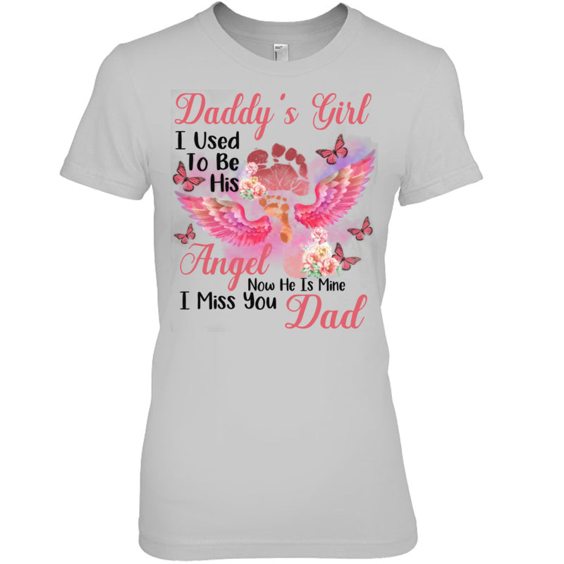 HeatherGreyWomanTshirtDaddysGirlIUsedToBeHisAngelDadHeaven