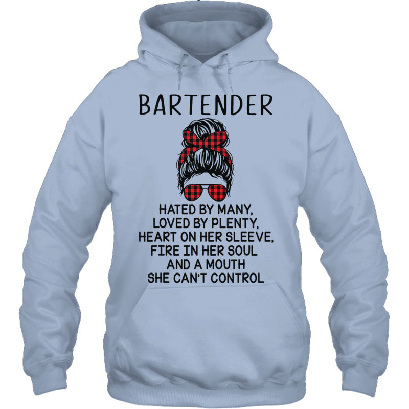 LightBlueHoodieBartenderHatedByManyLovedByPlentyBartenderTShirt