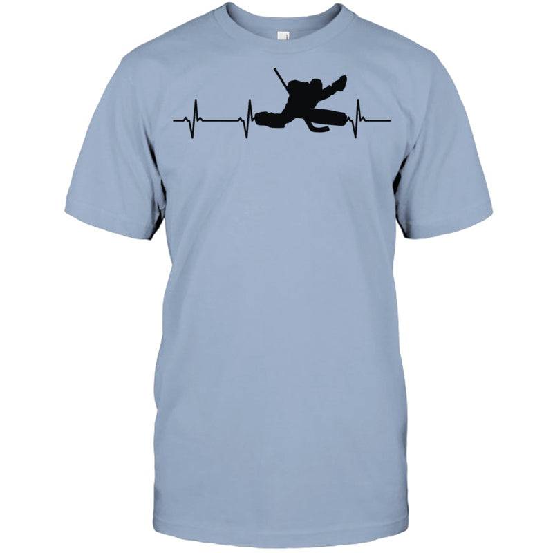 LightBlueTshirtIceHockeyHeartbeatGoalieGiftForIceHockeyFanIceHockeyPlayer
