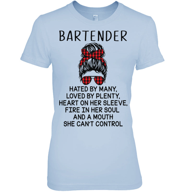 LightBlueWomanTshirtBartenderHatedByManyLovedByPlentyBartenderTShirt