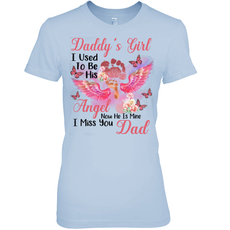 LightBlueWomanTshirtDaddysGirlIUsedToBeHisAngelDadHeaven