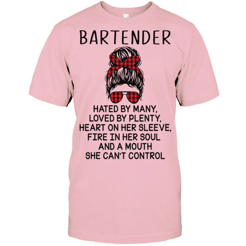 LightPinkTshirtBartenderHatedByManyLovedByPlentyBartenderTShirt