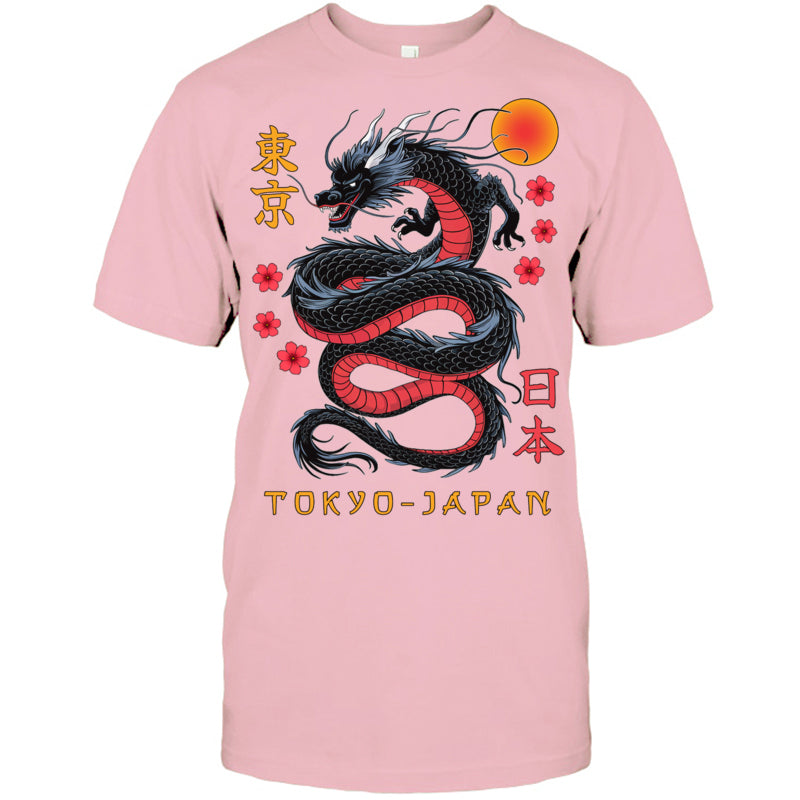 LightPinkTshirtJapaneseDragonTokyoJapan80sAsianMythicalAnimeTattooGiftForDragonLovers