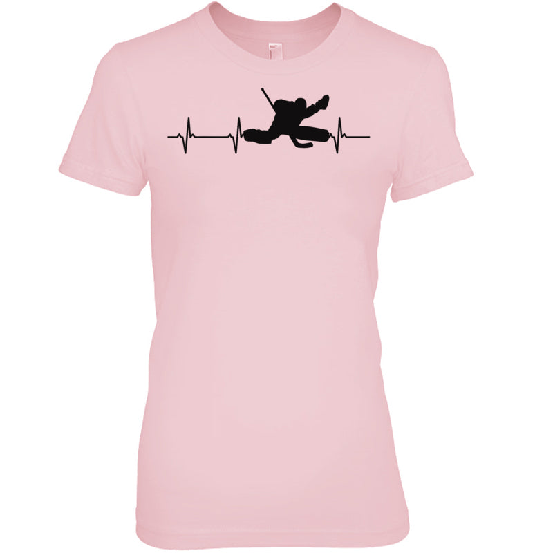 LightPinkWomanTshirtIceHockeyHeartbeatGoalieGiftForIceHockeyFanIceHockeyPlayer