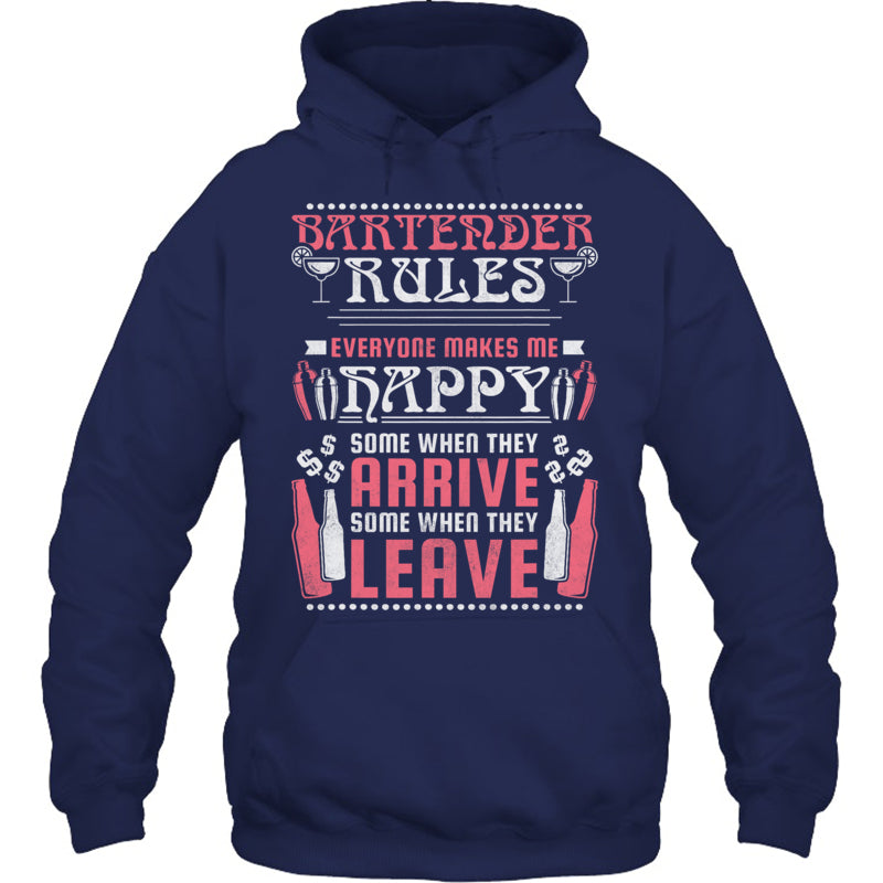 NavyHoodieBartenderRulesEveryoneMakesMeHappyGiftForBartender