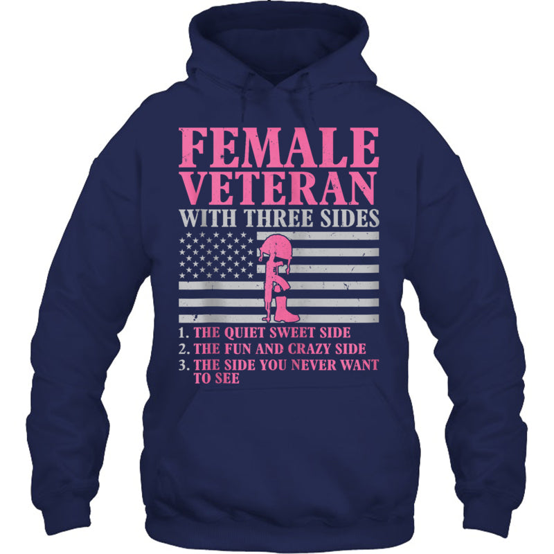 NavyHoodieFemaleVeteranWithThreeSidesWomenVeteranMotherGrandmaGiftForVeteran
