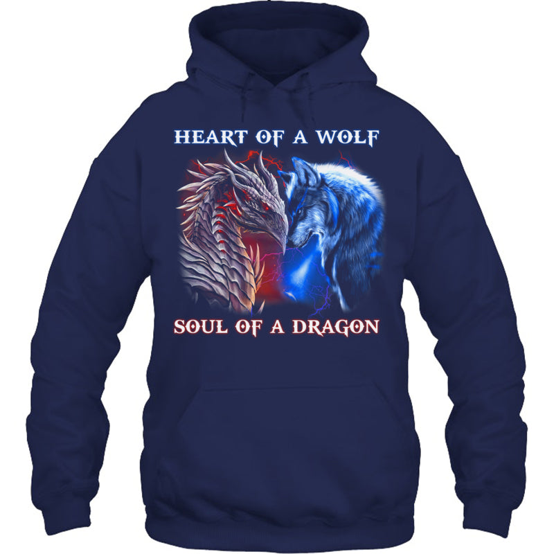 NavyHoodieHeartOfWolfSoulOfADragonCoolDragonWolfWarriorGiftForDragonLovers