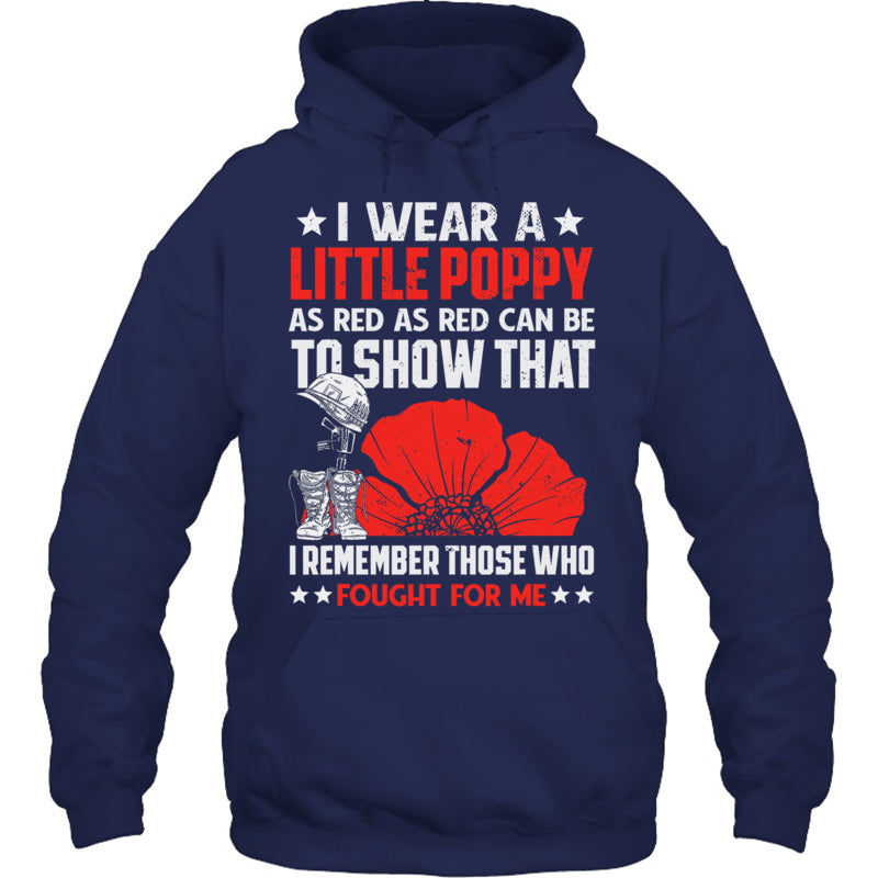 NavyHoodieIWearALittlePoppyFlowerRememberAmericanUSAGiftForVeteranV2