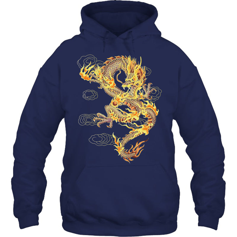 NavyHoodieTraditionalChineseDragonSymbolOfPowerAndStrengthGiftForDragonLovers