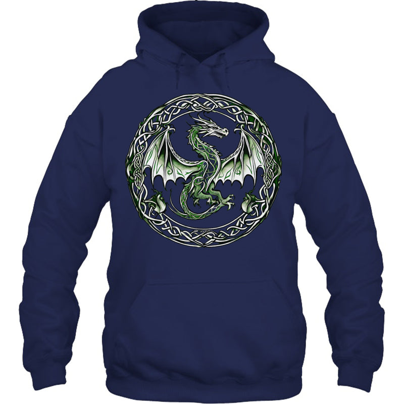 NavyHoodieTribalIrishGreenCelticKnotFantasyCelticDragonGiftForDragonLovers