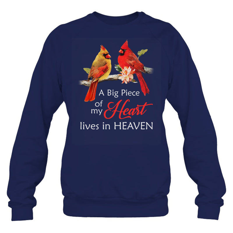 NavySweatshirtCardinalMemorialABigPieceOfMyHeartLivesInHeaven