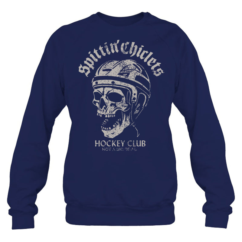 NavySweatshirtSpittinChicletsHockeyClubSkullGiftForIceHockeyFanIceHockeyPlayer