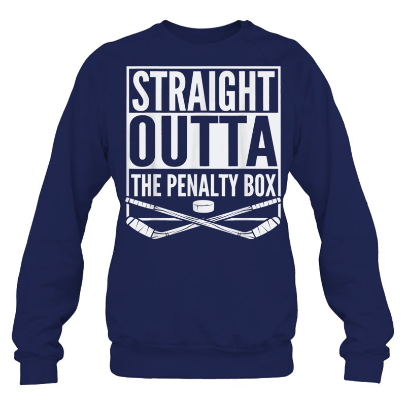 NavySweatshirtStraightOuttaThePenaltyBoxGiftForIceHockeyFanIceHockeyPlayer