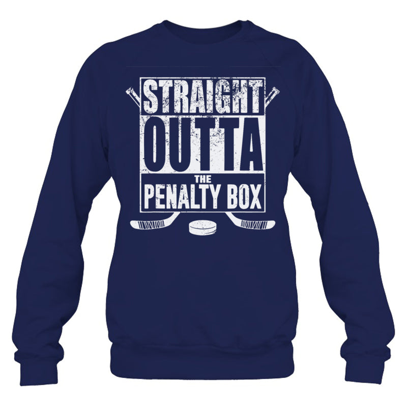 NavySweatshirtStraightOuttaThePenaltyBoxGiftForIceHockeyFanIceHockeyPlayerV2