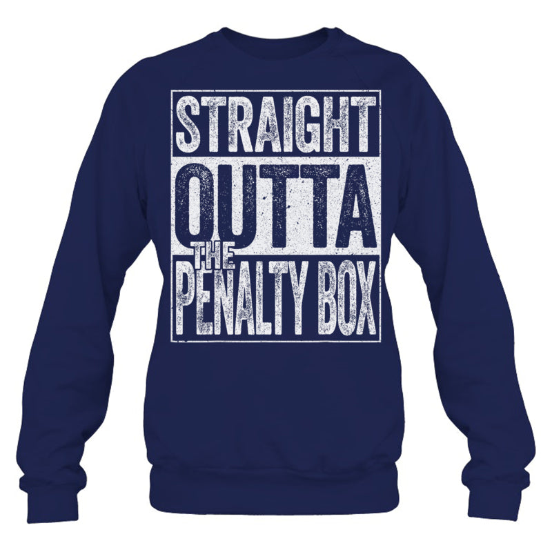 NavySweatshirtStraightOuttaThePenaltyBoxGiftForIceHockeyFanIceHockeyPlayerV3