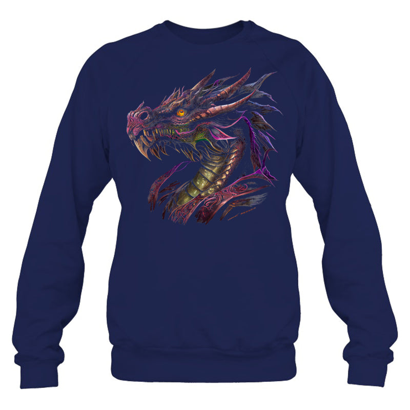 NavySweatshirtThinkingDragonLoverBeautifulPurpleFunFantasyArtCoolGiftForDragonLovers
