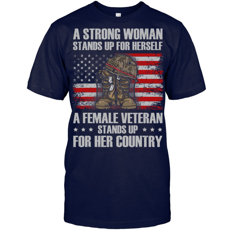 NavyTshirtAFemaleVeteranStandsUpForHerCountryWomenMomGiftForVeteran