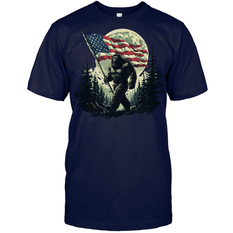 NavyTshirtBigFootBigfootSasquatchAmericanFlagPatriotic4thJulyGiftForVeteran