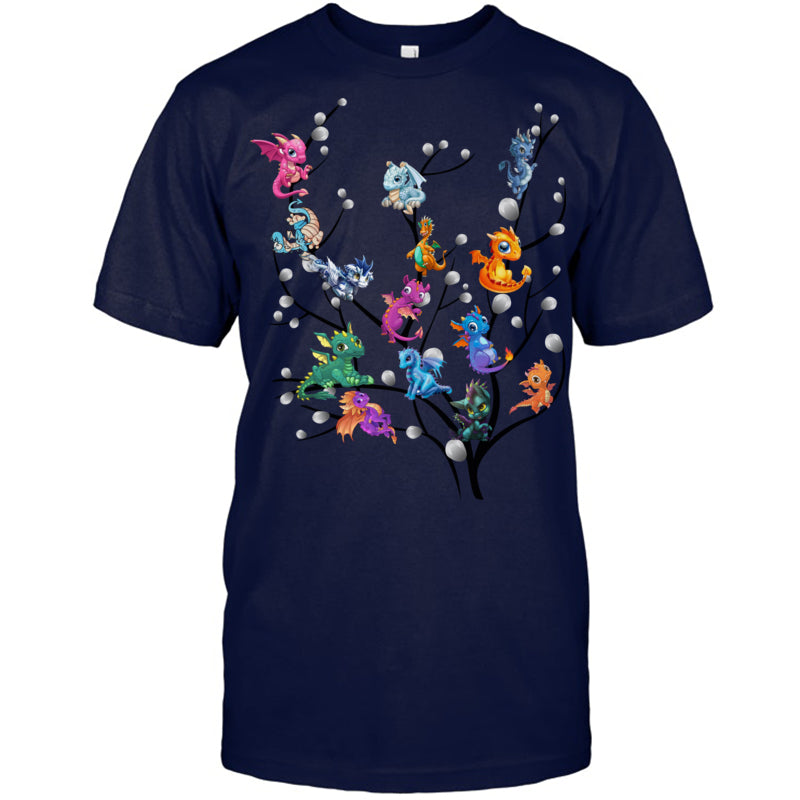 NavyTshirtDragonTreeGiftForDragonLovers