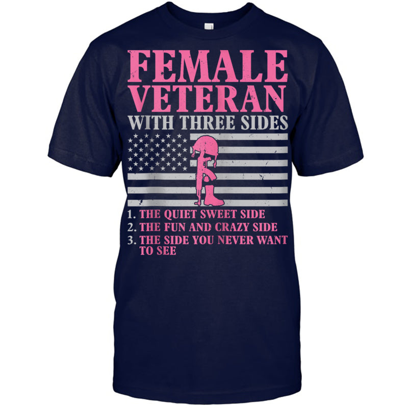 NavyTshirtFemaleVeteranWithThreeSidesWomenVeteranMotherGrandmaGiftForVeteran
