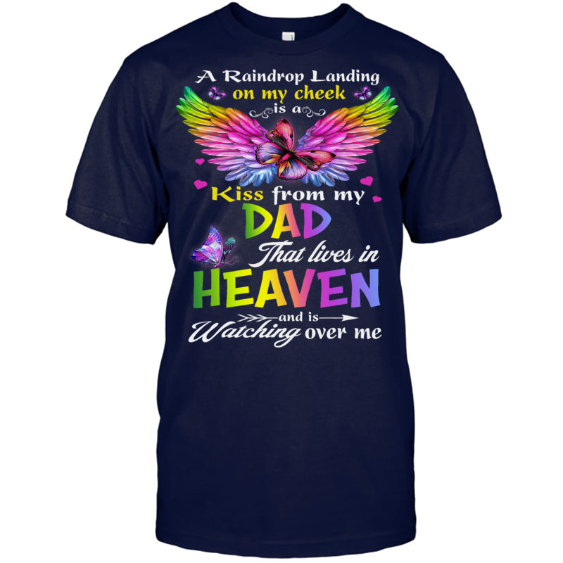 NavyTshirtInRaindropLandingMemoryOfDadAngelKnowHeavenBeautifulPlaceMemoriesHeaven