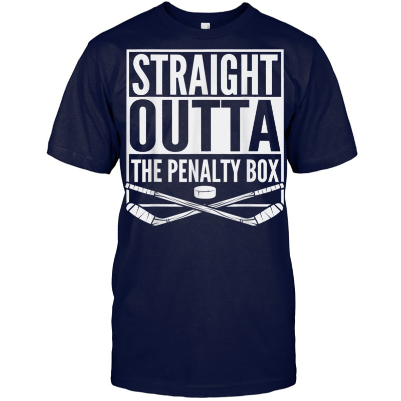 NavyTshirtStraightOuttaThePenaltyBoxGiftForIceHockeyFanIceHockeyPlayer