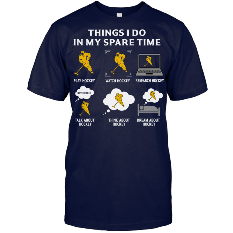 NavyTshirtThingIDoInMySpareTimePlayHockeyGiftForIceHockeyFanIceHockeyPlayer