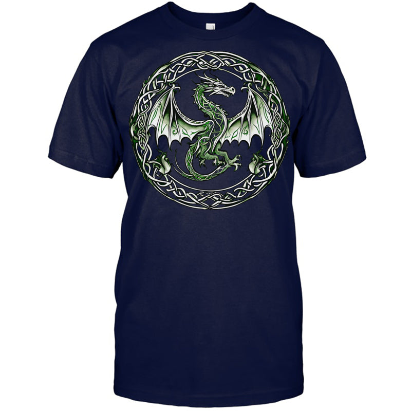 NavyTshirtTribalIrishGreenCelticKnotFantasyCelticDragonGiftForDragonLovers