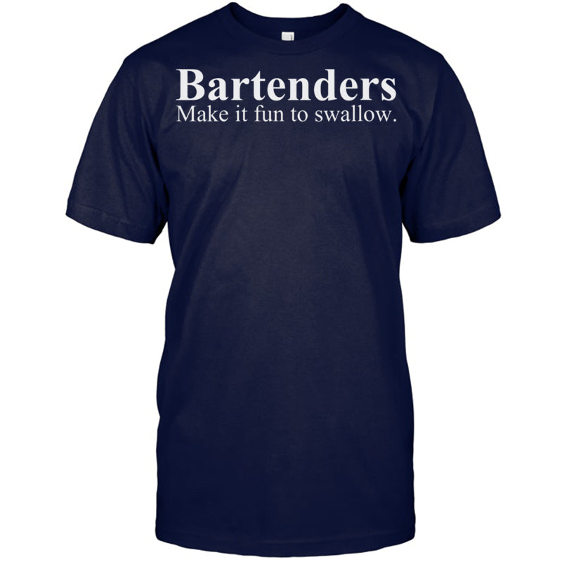 NavyTshirtWomensBartendersMakeItFunToSwallowFunnyBartendingVneck1BartenderTShirt