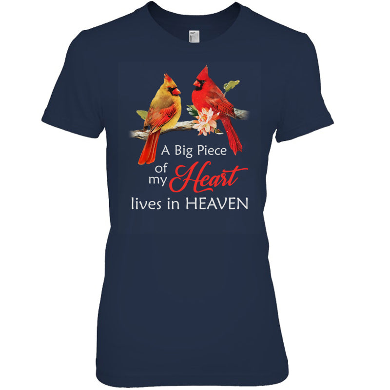 NavyWomanTshirtCardinalMemorialABigPieceOfMyHeartLivesInHeaven