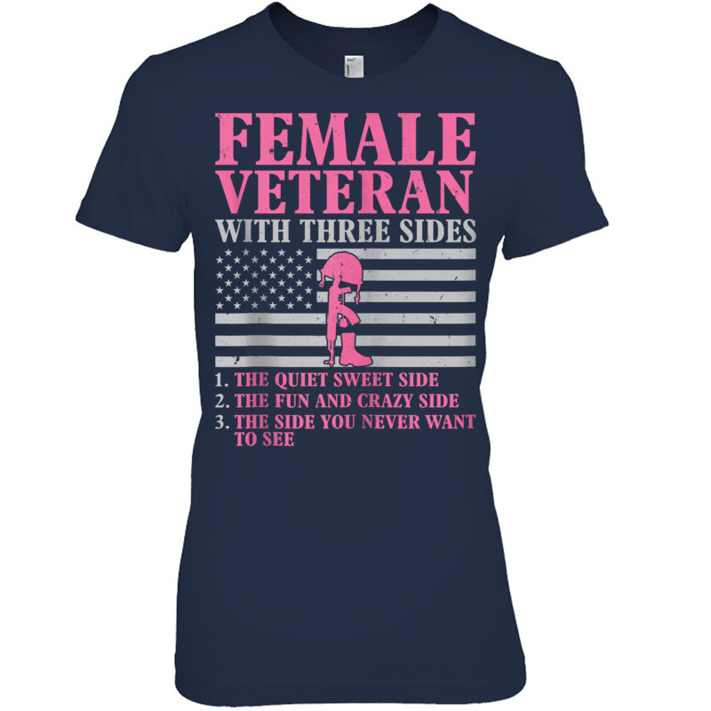 NavyWomanTshirtFemaleVeteranWithThreeSidesWomenVeteranMotherGrandmaGiftForVeteran