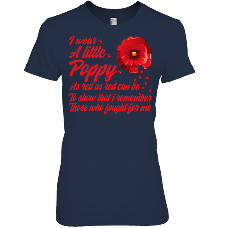 NavyWomanTshirtIWearALittlePoppyFlowerRememberAmericanUSAGiftForVeteran