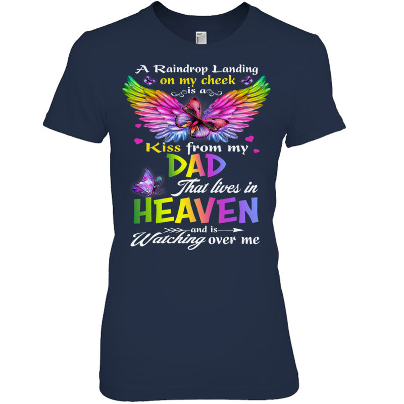 NavyWomanTshirtInRaindropLandingMemoryOfDadAngelKnowHeavenBeautifulPlaceMemoriesHeaven