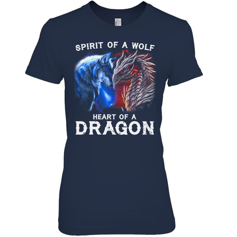 NavyWomanTshirtSpiritOfAWolfHeartOfADragonGiftForDragonLovers