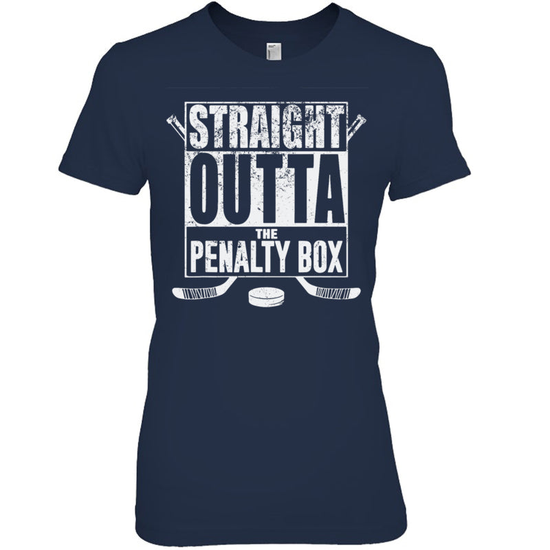 NavyWomanTshirtStraightOuttaThePenaltyBoxGiftForIceHockeyFanIceHockeyPlayerV2
